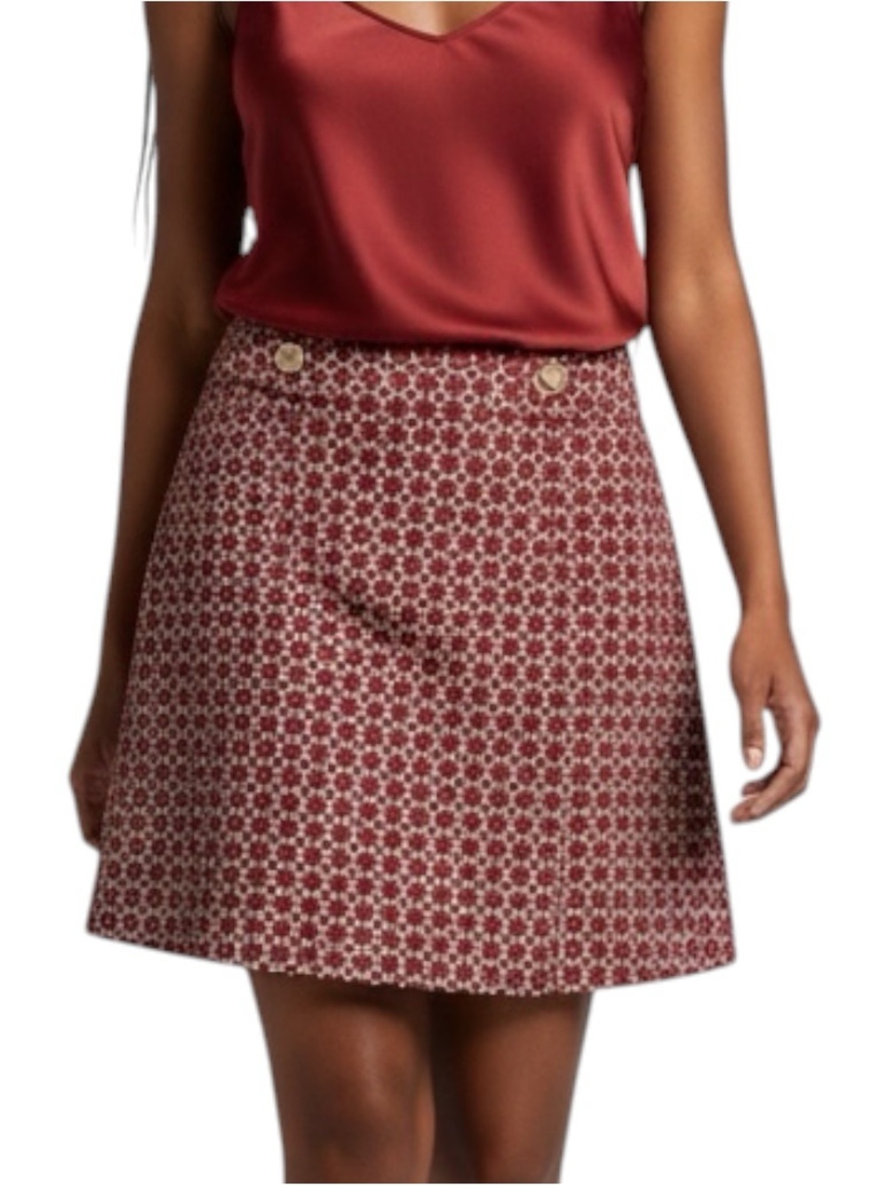 Talbots Pink Red Print Cotton Skirt NWOT Size 8P Academia Office